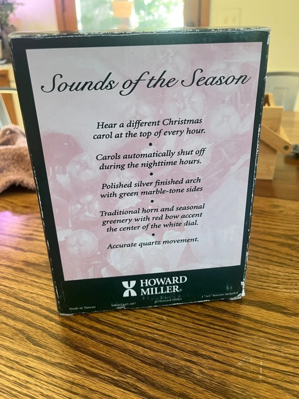 Howard Miller Green 'Sounds of the Season' Holiday Mantel Clock